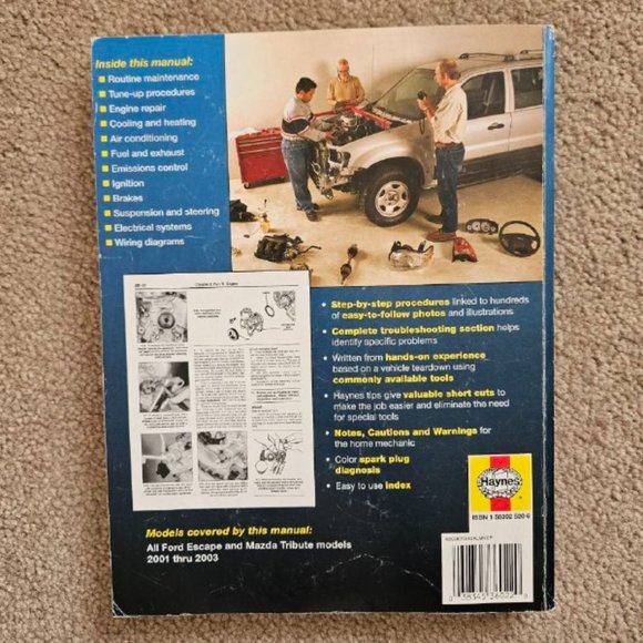 Haynes Ford Escape & Mazda Tribute 2001 Thru 2003: All Models  Repair Manual - Picture 6 of 6